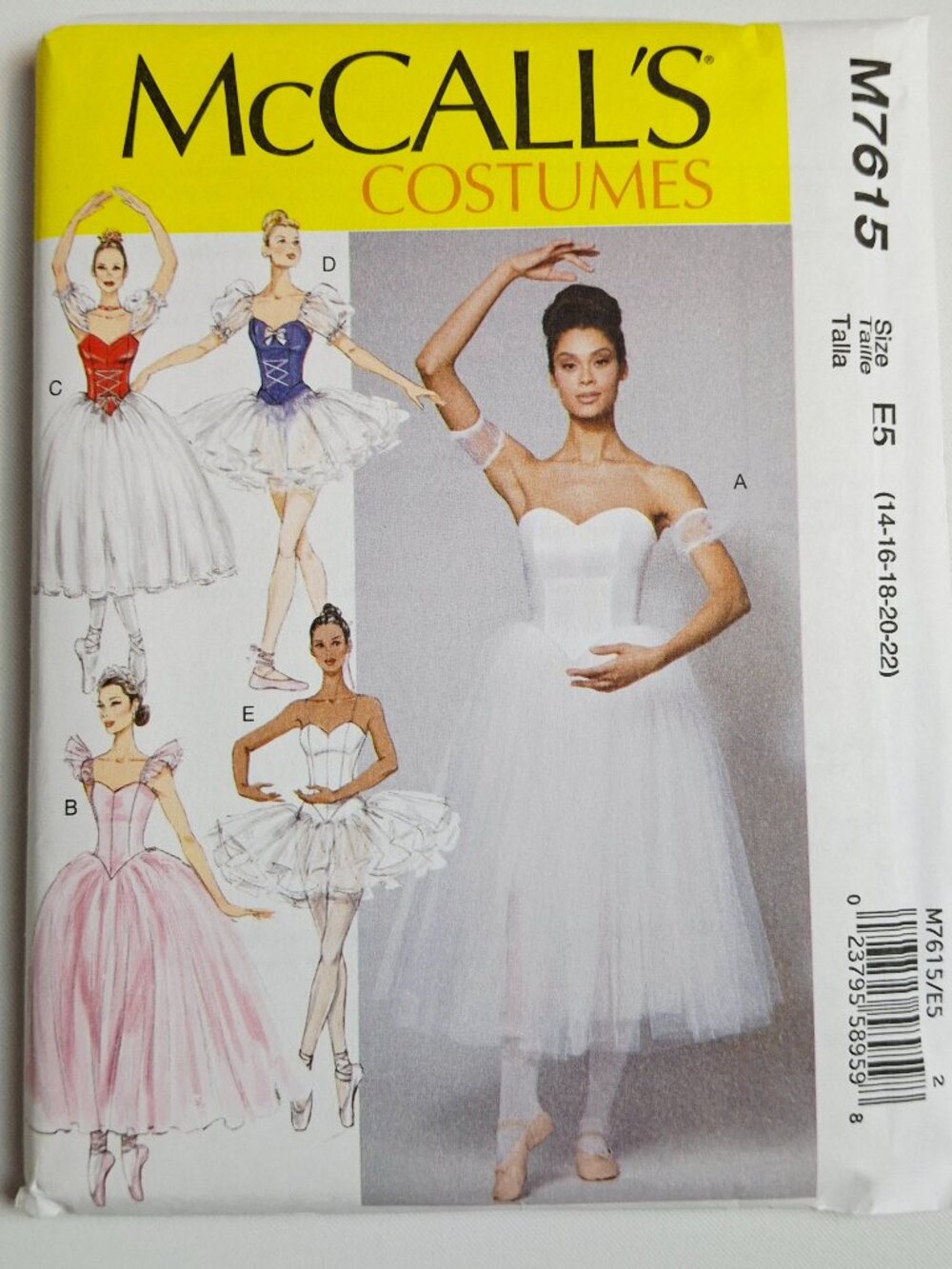 McCall's 7615 Sz 14-22 Ballet Tutu Corset Costume Pattern Uncut For Sewing